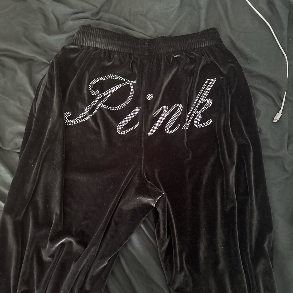 PINK Victoria's Secret Black Velour Pants